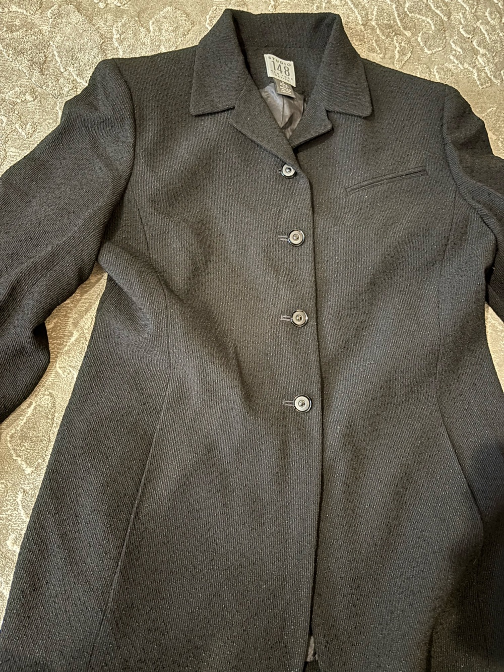 NWT ✨ Studio 148 Lafayette 148 NY Black Textured Skirt Suit Set women’s Size 8 - Picture 2 of 11